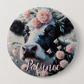 Holstein Cow Flowers Farm Farmhouse Personalized Button (Vorderseite)