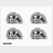 Holstein Cow Grazing: Realismus Pencil Zeichnend Rechteckiger Aufkleber (Blatt)