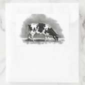 Holstein Cow Grazing: Realismus Pencil Zeichnend Rechteckiger Aufkleber (Tasche)