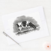 Holstein Cow Grazing: Realismus Pencil Zeichnend Rechteckiger Aufkleber (Umschlag)