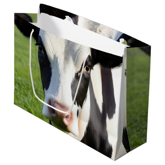 Holstein Cow Große Geschenktüte (Vorderseite Schrägansicht)