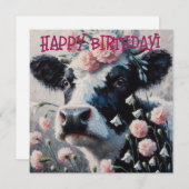 Holstein Cow in Blume Farm Geburtstagskarte (Vorne/Hinten)