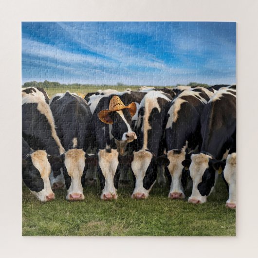 Holstein Cow mit Cowboy-Hut Puzzle (Vertikal)