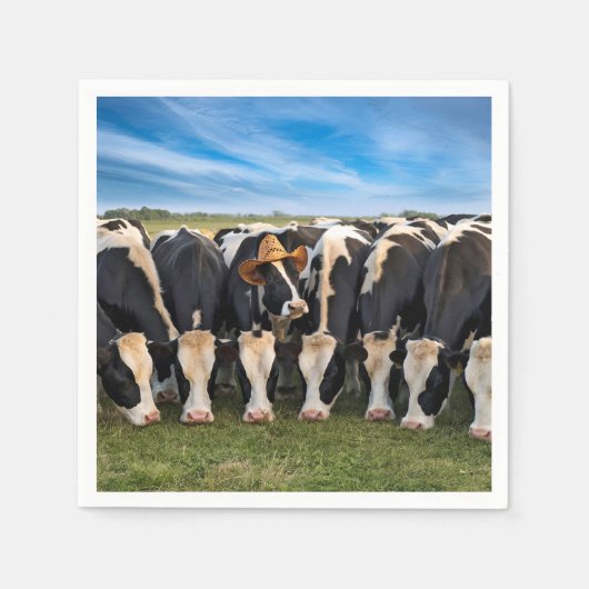 Holstein Cow mit Cowboy-Hut Serviette (Vorderseite)