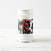 Holstein Cow Picket Fence Rote Rosen Black Red Bierglas (Mittel)