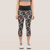 Holstein Cow Picket Fence Rote Rosen Black Red Capri Leggings (Vorderseite)