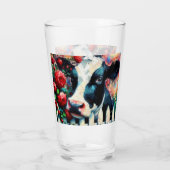 Holstein Cow Picket Fence Rote Rosen Black Red Glas (Rückseite)