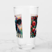 Holstein Cow Picket Fence Rote Rosen Black Red Glas (Links)