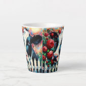 Holstein Cow Picket Fence Rote Rosen Black Red Milchtasse (Vorderseite)