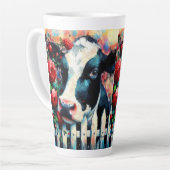 Holstein Cow Picket Fence Rote Rosen Black Red Milchtasse (Linke Ecke)