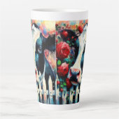 Holstein Cow Picket Fence Rote Rosen Black Red Milchtasse (Vorderseite)