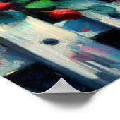 Holstein Cow Picket Fence Rote Rosen Black Red Poster (Ecke)