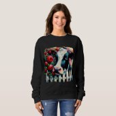 Holstein Cow Picket Fence Rote Rosen Black Red Sweatshirt (Vorne ganz)