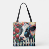 Holstein Cow Picket Fence Rote Rosen Black Red Tasche (Rückseite)