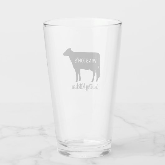 Holstein Cow Silhouette Personalisiert Country Far Glas (Rückseite)