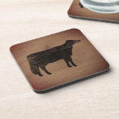 Holstein Cow Silhouette Rustikaler Stil Getränkeuntersetzer (Linke Seite)