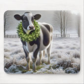 Holstein Cow Wear Holiday Wreath Mousepad (Vorne)