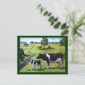 HOLSTEIN COWS IN PASTBAR: Handgemalte Kunst Postkarte (Stehend Vorderseite)