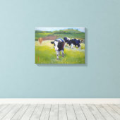 Holstein Friesian Cows and Landscape Painting Leinwanddruck (Insitu (Holzboden))