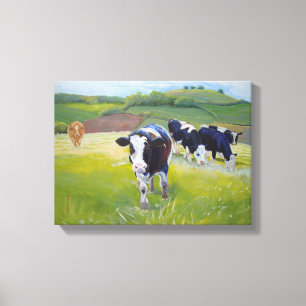 Holstein Friesian Cows and Landscape Painting Leinwanddruck