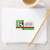 Holstein Holiday Niedliche Weihnachtskuh Cartoon C Adressaufkleber (Insitu)