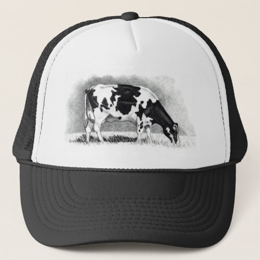 Holstein-Kuh: Bleistift-Zeichnen: Bauernhof, Land Truckerkappe (Vorderseite)