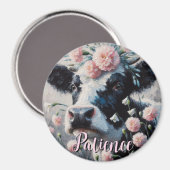 Holstein-Kuh-Blumen-Bauernhaus-Personalized Magnet (Vorderseite/Rückseite)