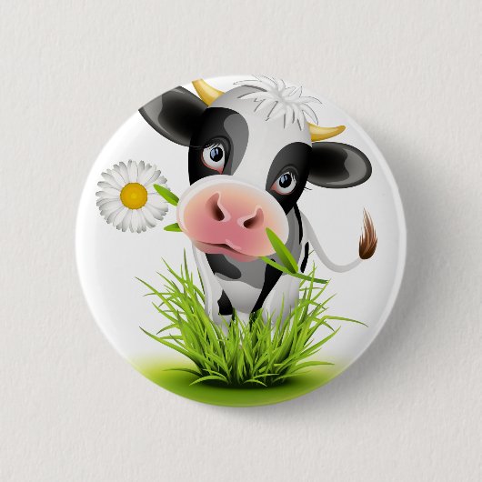 Holstein-Kuh im Gras Button (Vorderseite)