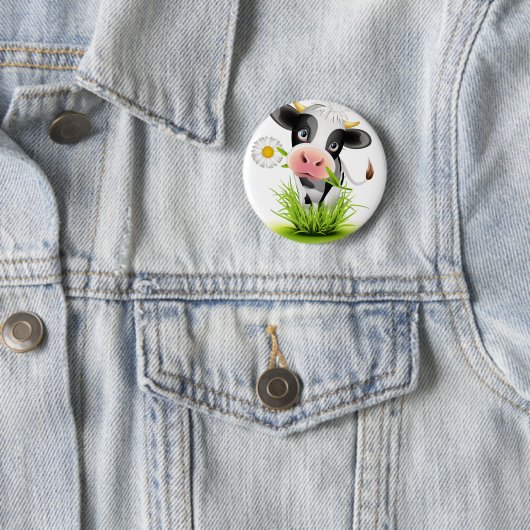 Holstein-Kuh im Gras Button (Beispiel)