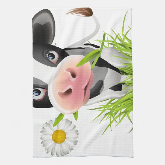 Holstein-Kuh im Gras Geschirrtuch (Vertikal)