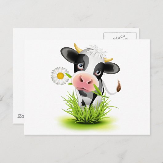Holstein-Kuh im Gras Postkarte (Vorne/Hinten)