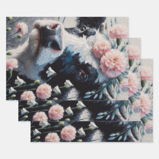 Holstein Kuh in Blume Bauernhof Geschenkpapier Set (Set)