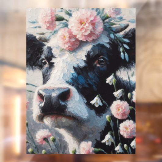 Holstein Kuh in Blume Bauernhof Malerei Fensteraufkleber (Blatt 2)