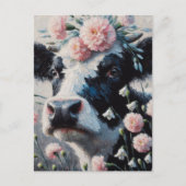Holstein Kuh in Blume Bauernhof Malerei Postkarte (Vorderseite)