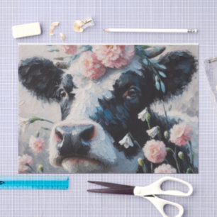 Holstein Kuh in Blume Bauernhof Seidenpapier