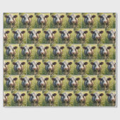 Holstein Kuh kauen auf Gras Geschenkpapier (Flach)