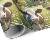 Holstein Kuh kauen auf Gras Geschenkpapier (Rolleneckpunkt)