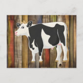 Holstein-Kuh mit altem Brett im Hintergrund Postkarte (Vorderseite)
