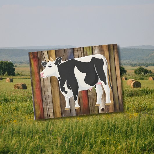 Holstein Kuh mit Altpappe Postkarte
