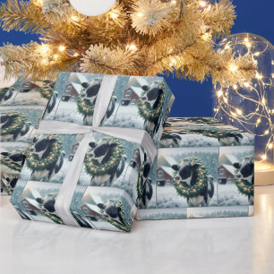 Holstein Kuh mit glühendem Weihnachtsschaden Geschenkpapier