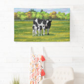 Holstein Kuh & Niedliches Kalb im Sommer Weide Banner (Insitu)