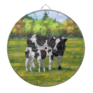 Holstein Kuh & Niedliches Kalb im Sommer Weide Dartscheibe