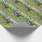 Holstein Kuh & Niedliches Kalb im Sommer Weide Geschenkpapier (Ecke)