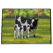 Holstein Kuh & Niedliches Kalb im Sommer Weide Große Geschenktüte (Vorderseite)