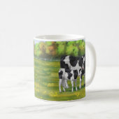 Holstein Kuh & Niedliches Kalb im Sommer Weide Kaffeetasse (VorderseiteRechts)