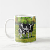 Holstein Kuh & Niedliches Kalb im Sommer Weide Kaffeetasse (Links)