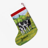 Holstein Kuh & Niedliches Kalb im Sommer Weide Kleiner Weihnachtsstrumpf (Rückseite (Hängend))