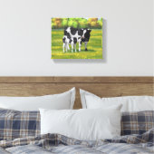 Holstein Kuh & Niedliches Kalb im Sommer Weide Leinwanddruck (Insitu (Schlafzimmer))