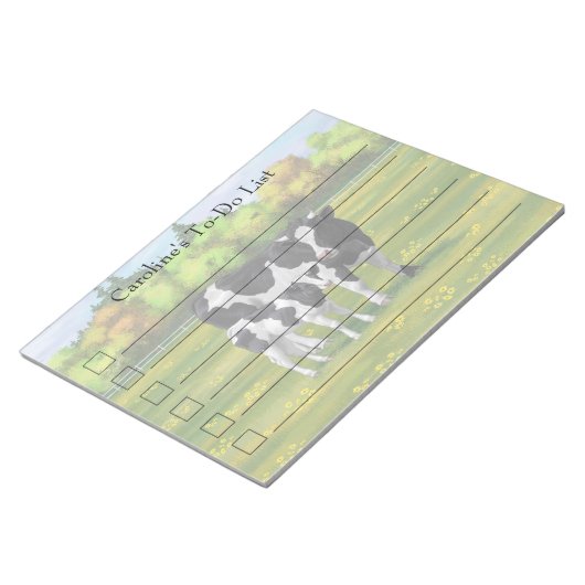 Holstein Kuh & Niedliches Kalb im Sommer Weide Notizblock (angewinkelt)