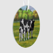 Holstein Kuh & Niedliches Kalb im Sommer Weide Ornament (Vorderseite)